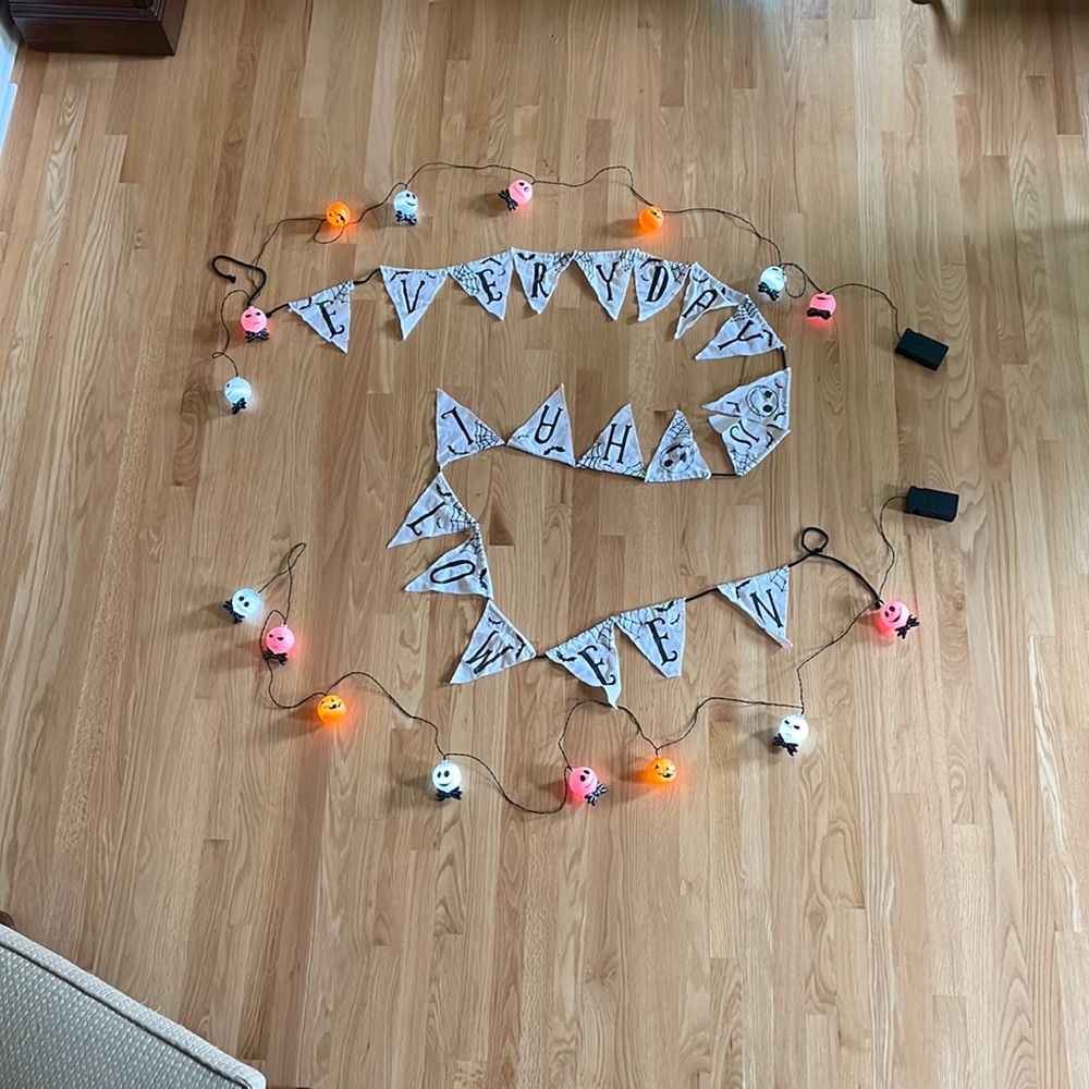 The Nightmare Before Christmas Lights w/music & Everyday is Halloween banner